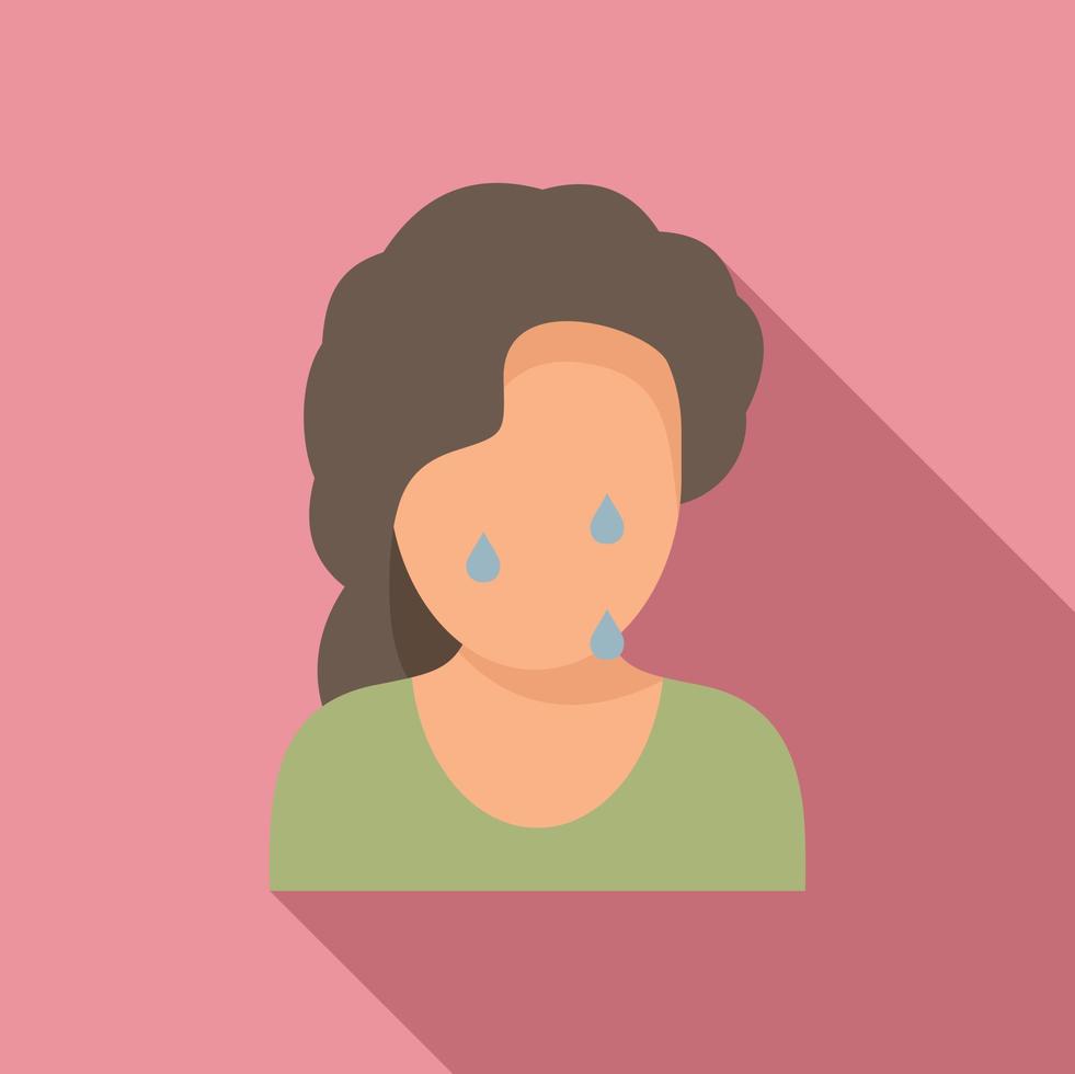 Teen problem crying icon, flat style vector