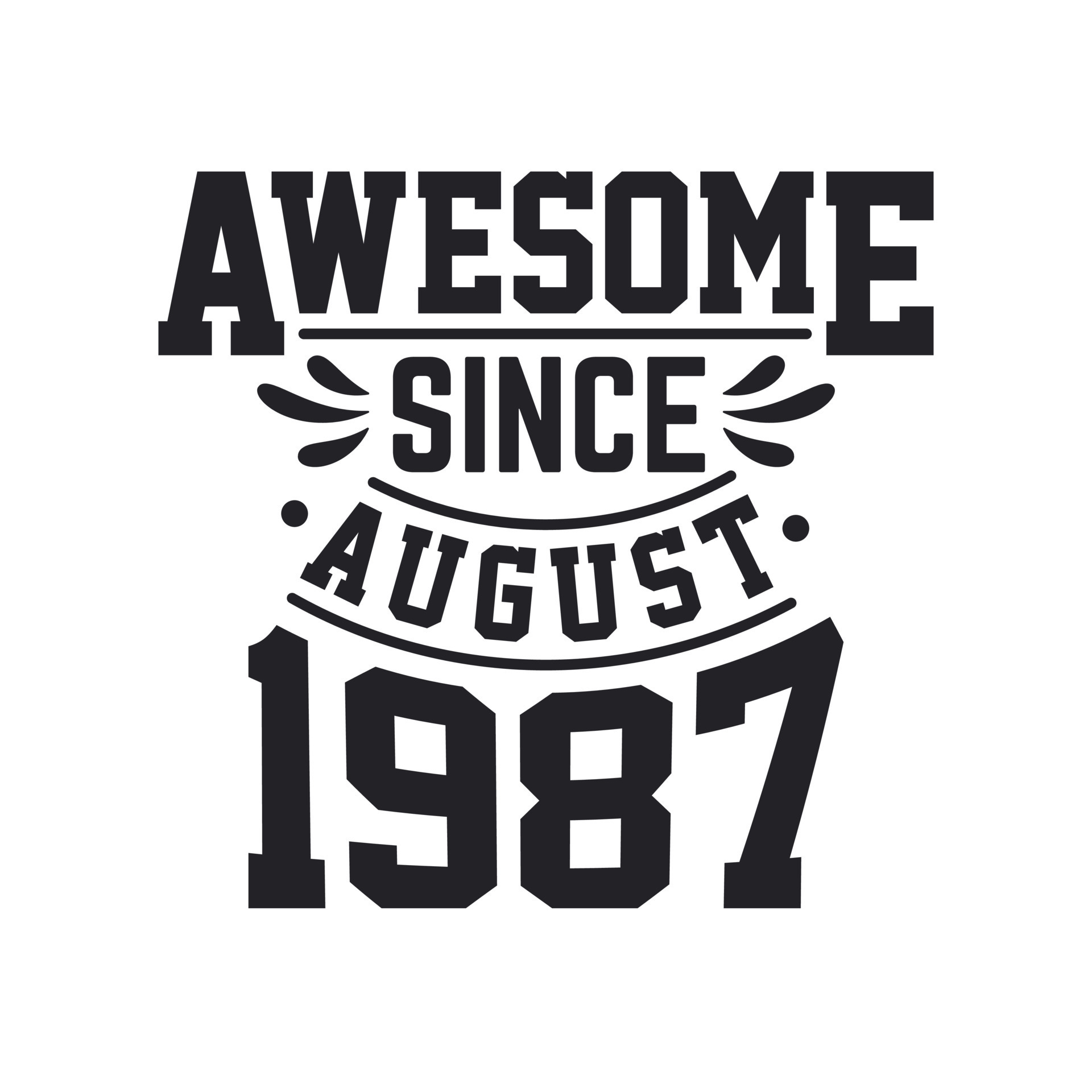 nacido en agosto de 1987 cumpleaños retro vintage, impresionante desde