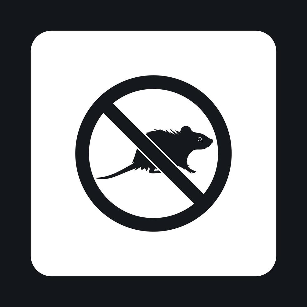 Prohibition sign mouse icon, simple style vector