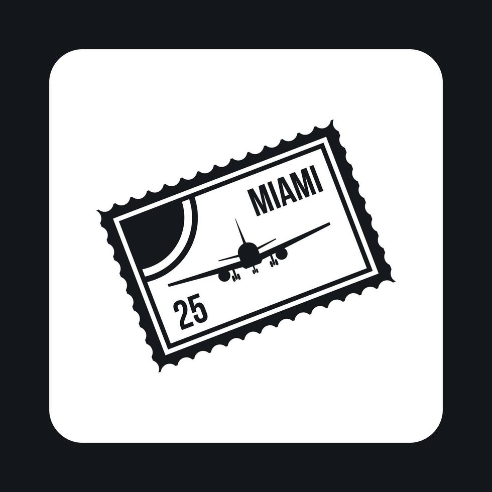 Air ticket to Miami icon, simple style vector