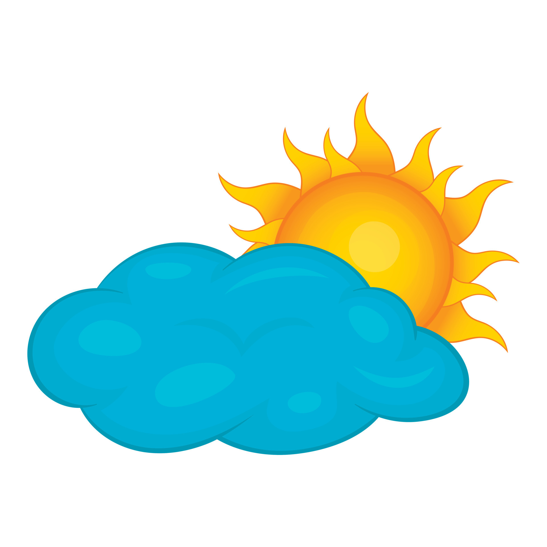 icono de sol detrás de las nubes, estilo de dibujos animados 14687608