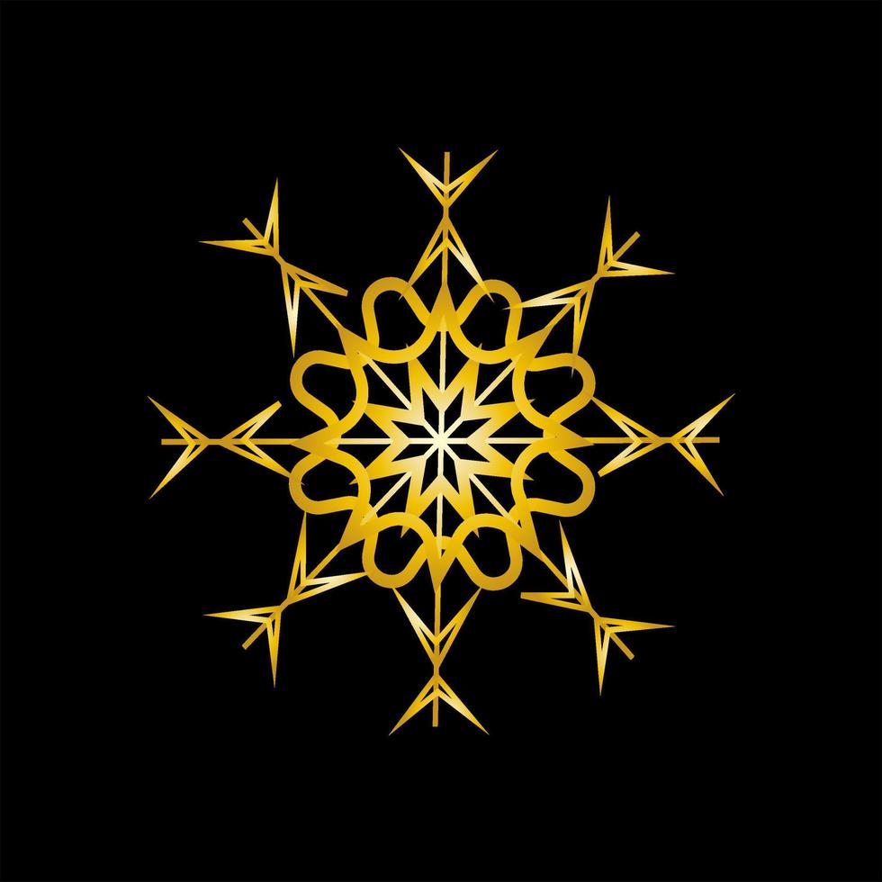 christmas new year golden snowflake on black background vector