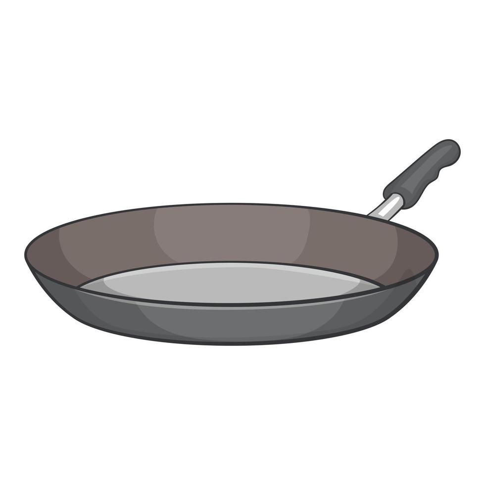 Frying pan icon, cartoon style vector