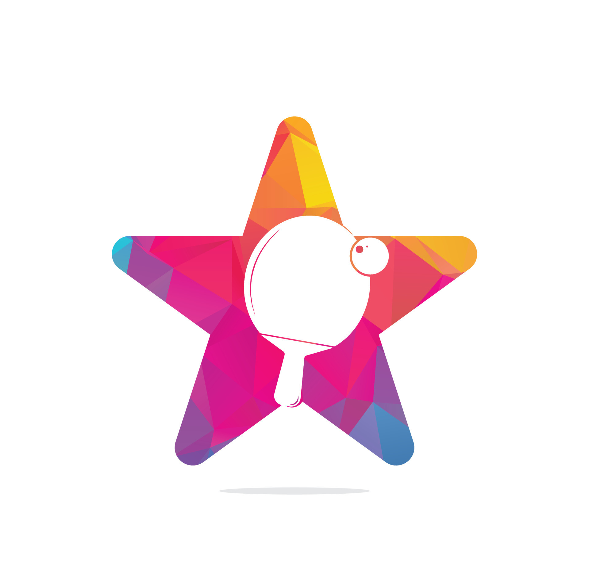 Table tennis rackets with ball star shape concept logo vector