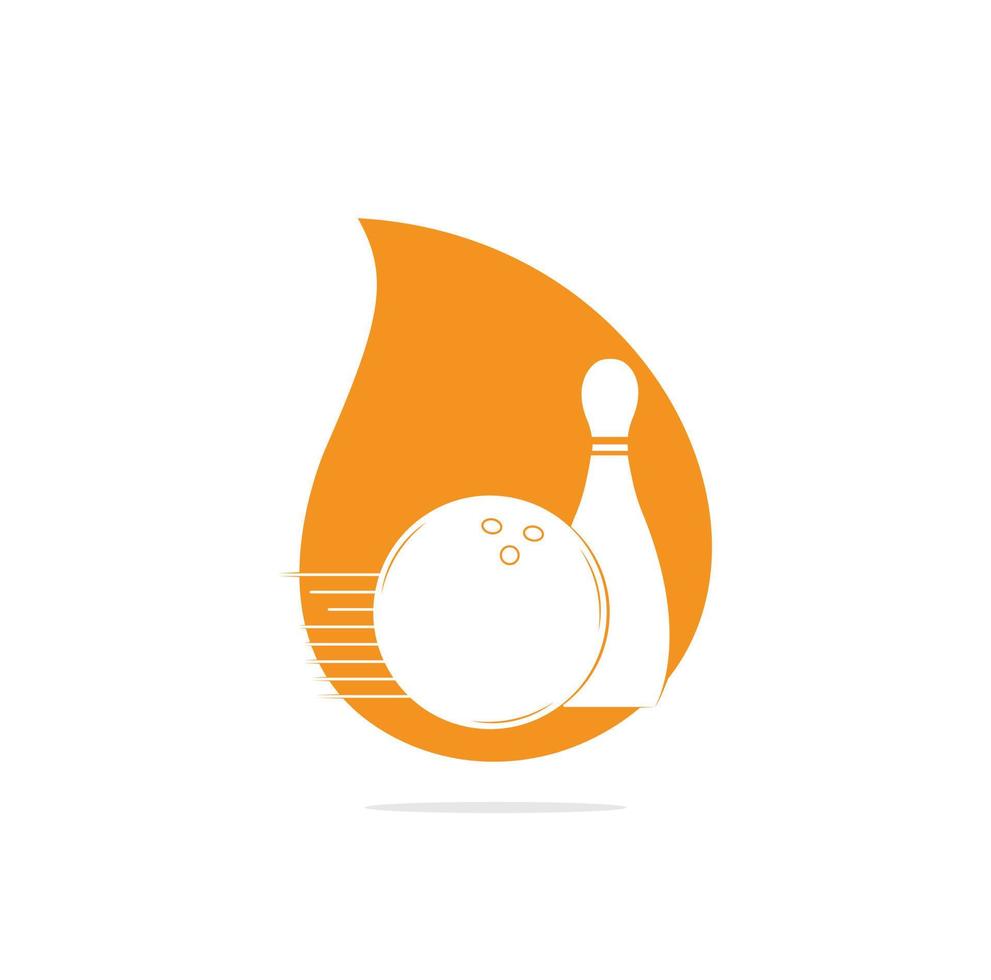 Bowling ball and bowling pin drop shape concept logo, icons and symbol
