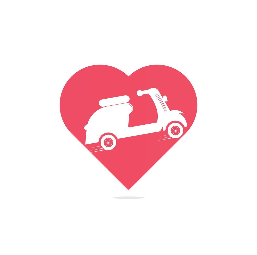 Scooter heart shape concept logo. Scooter symbol. Retro scooter icon isolated Vector illustration.