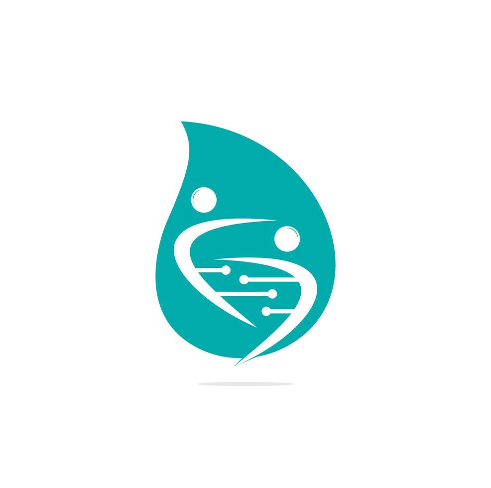 Human DNA and genetic drop shape concept vector icon design. DNA and human character logo.