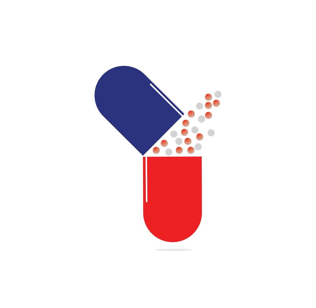 Medicine capsule and pill logo vector design. Logo Template Illustration Design.