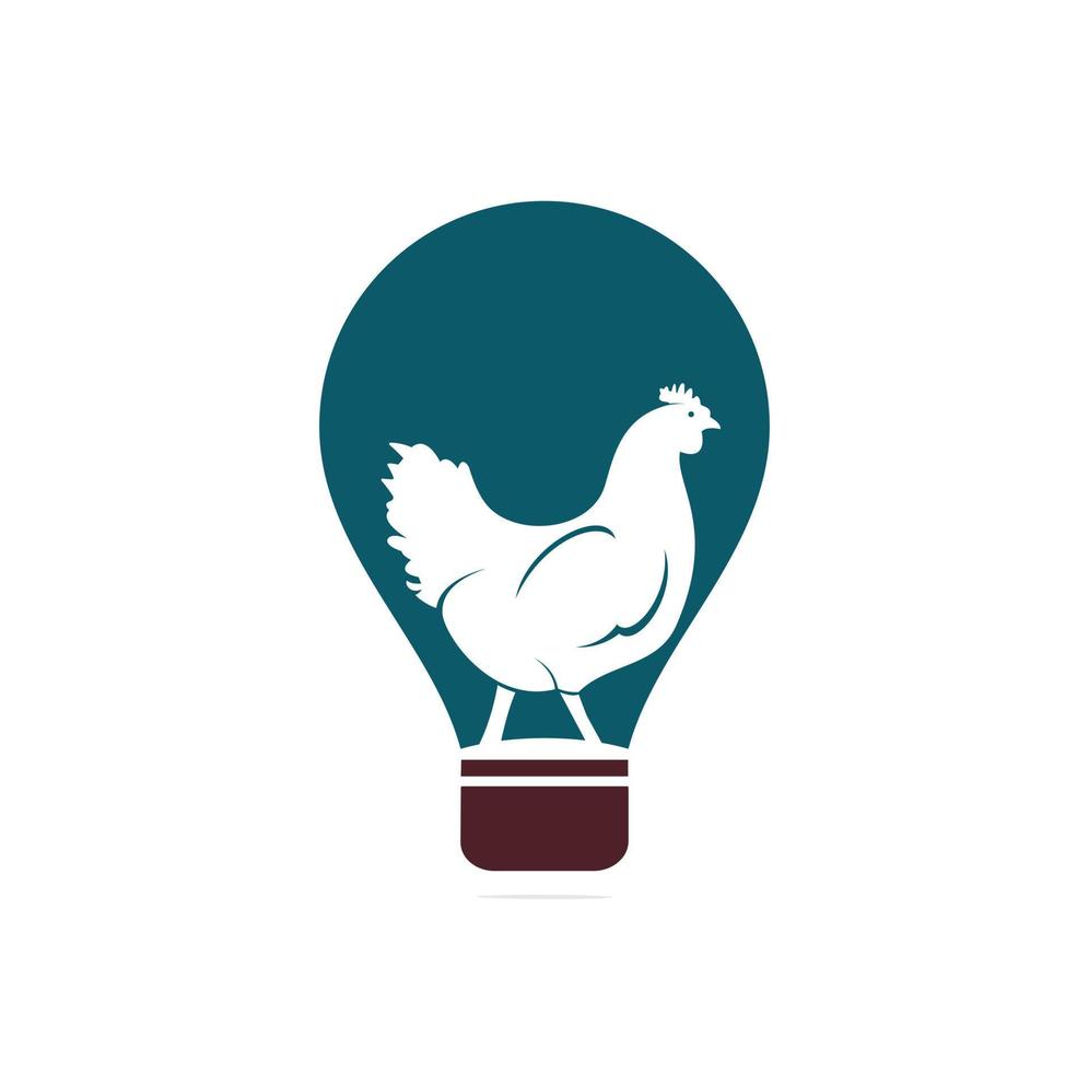 Hen bulb shape concept Vector logo design. Chicken bird vector Icon Symbol.