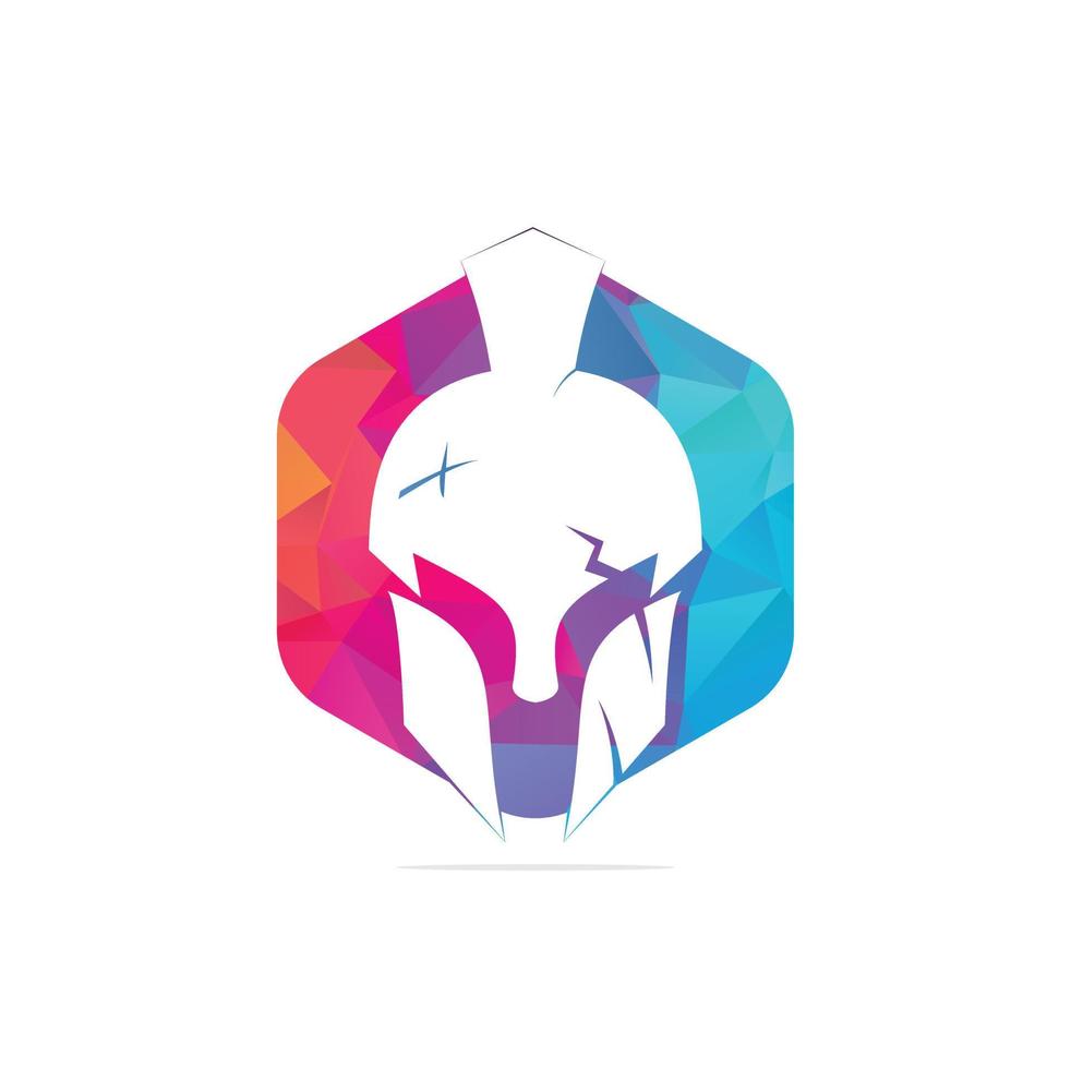 helmet of the Spartan warrior symbol, emblem. Spartan helmet logo, illustration of spartan, Spartan Greek gladiator helmet armor flat vector icon