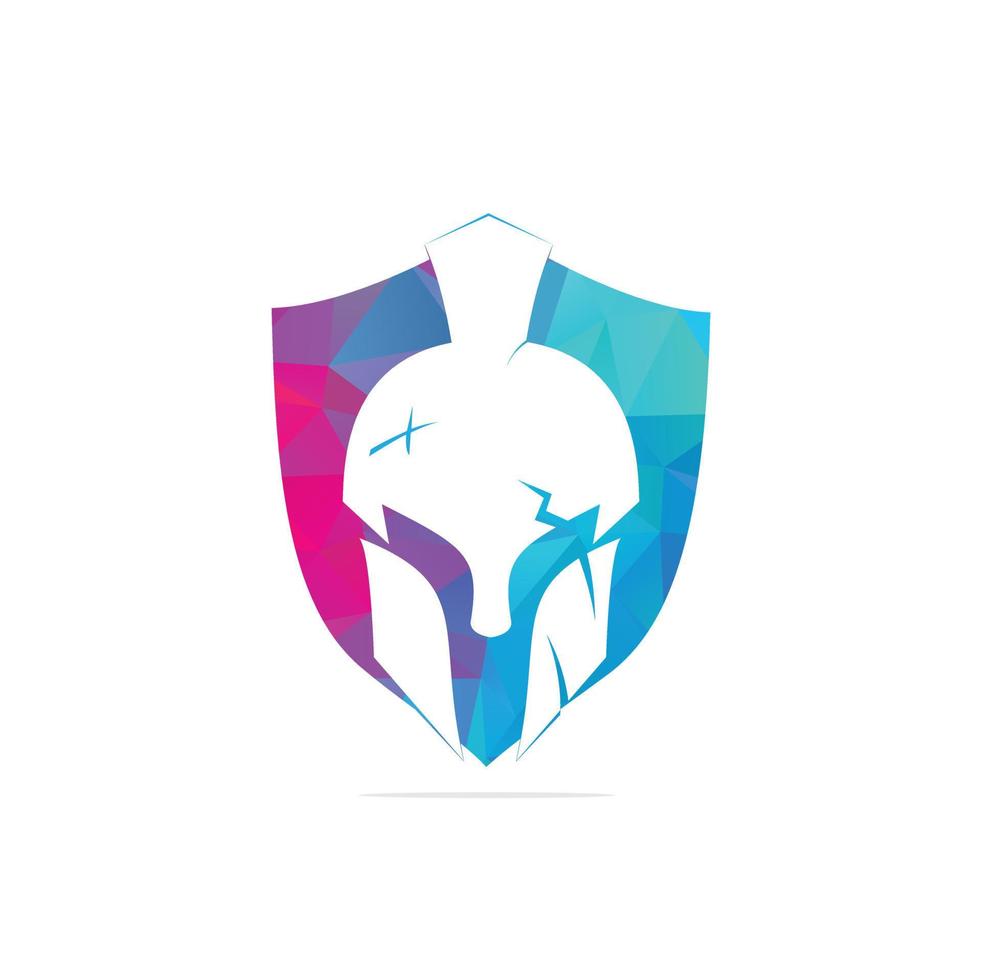 helmet of the Spartan warrior symbol, emblem. Spartan helmet logo, illustration of spartan, Spartan Greek gladiator helmet armor flat vector icon