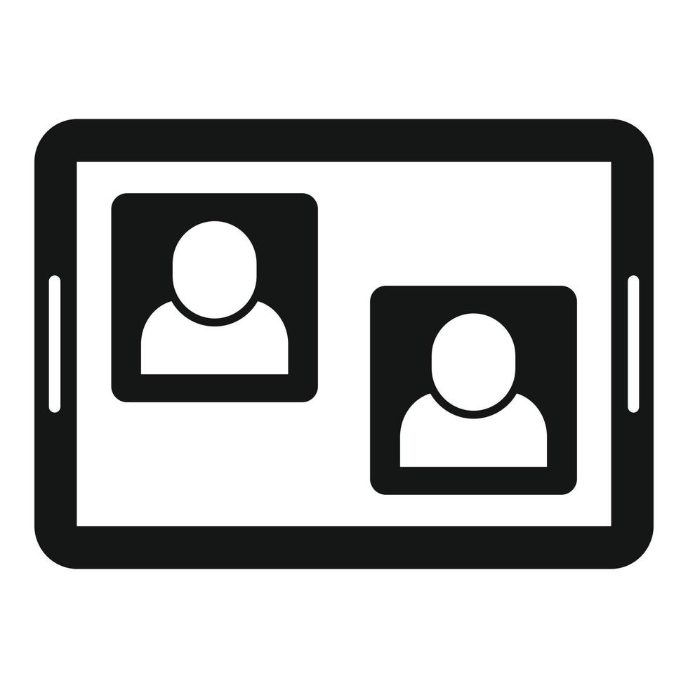 App tablet video call icon, simple style vector