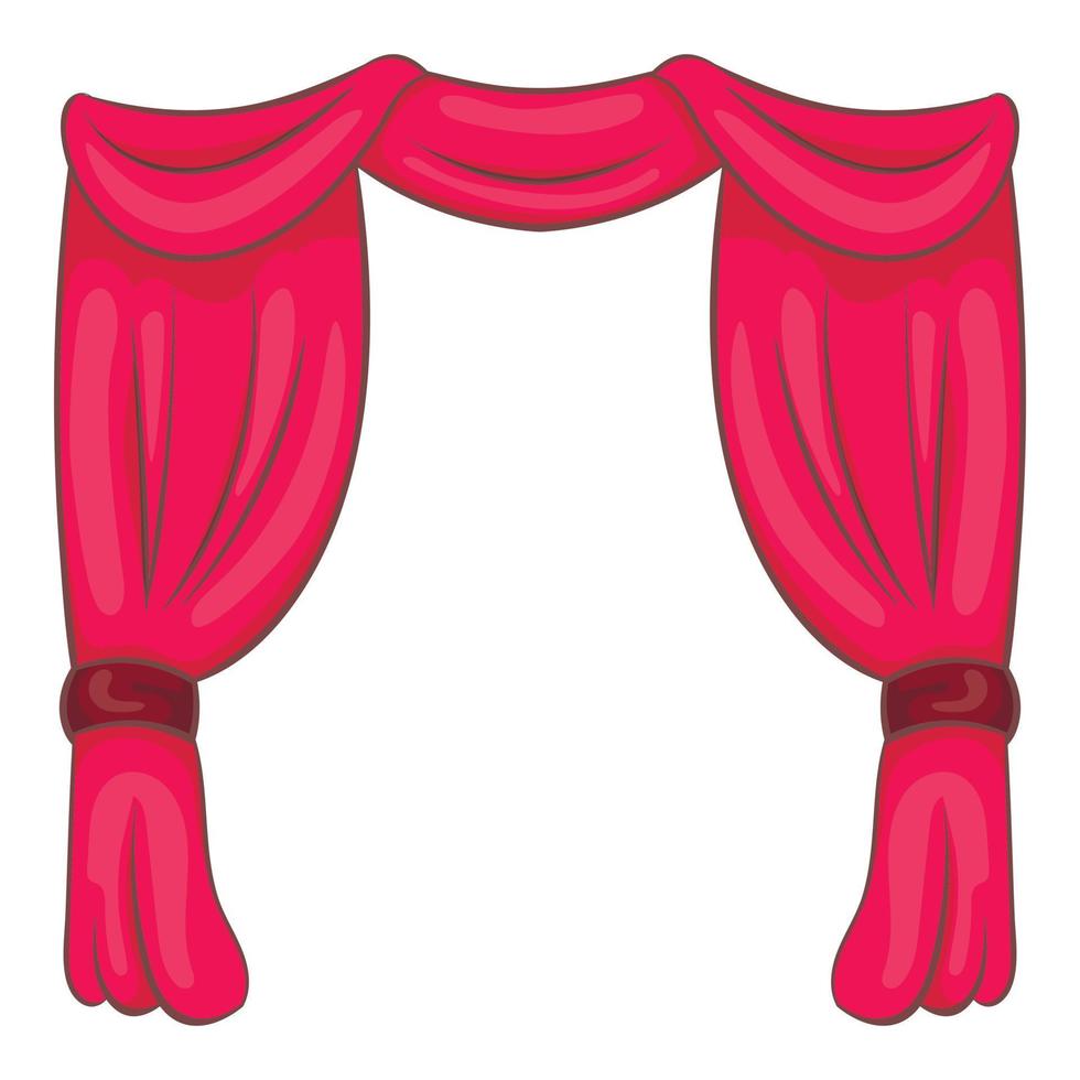 Curtain on stage icon, cartoon style vector