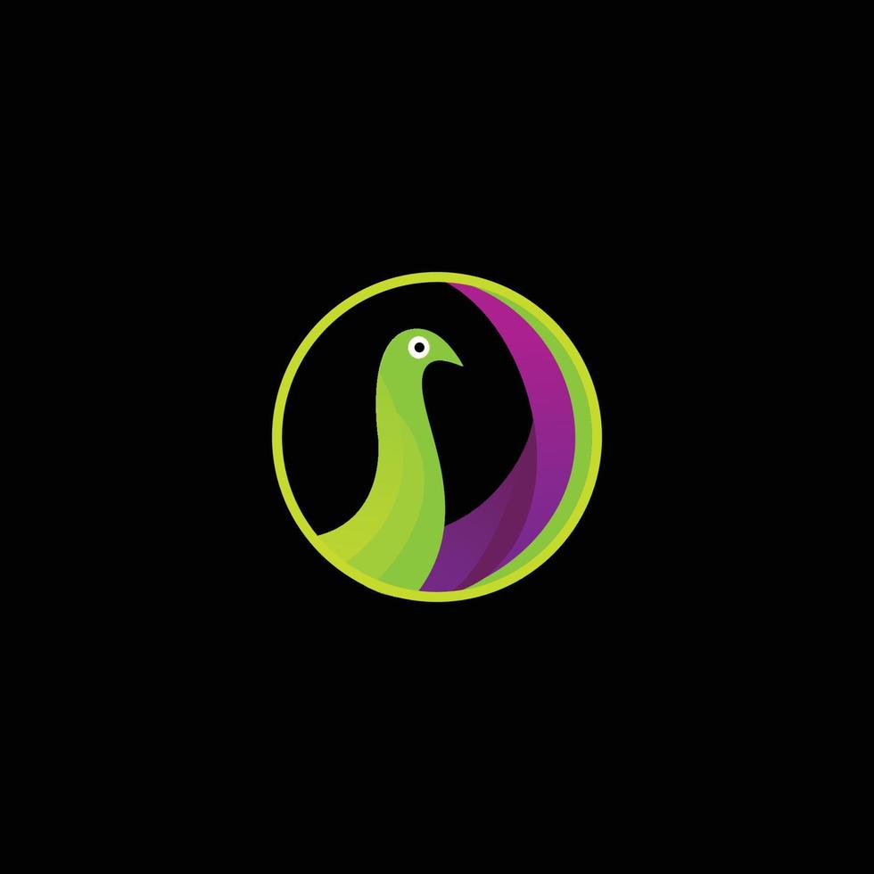 Ilustración de vector plano de plantilla de diseño de icono de logotipo de color verde elegante de pavo real