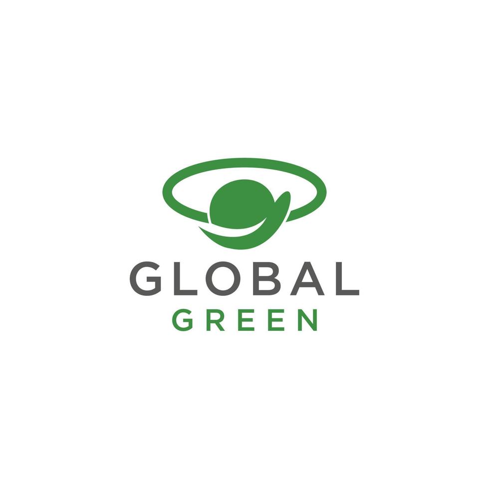 vector plano de plantilla de diseño de icono de logotipo global de hoja verde abstracto