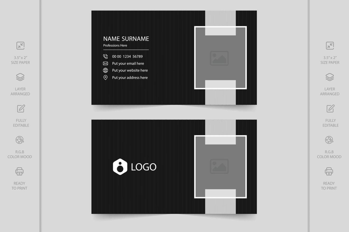 Colorful creative modern horizontal professional minimal company business card design vector