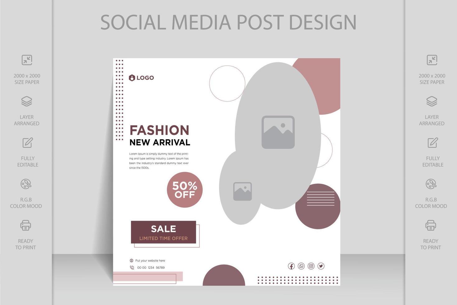 Modern dynamic instagram, facebook and social media post web banner template for online fashion sale vector