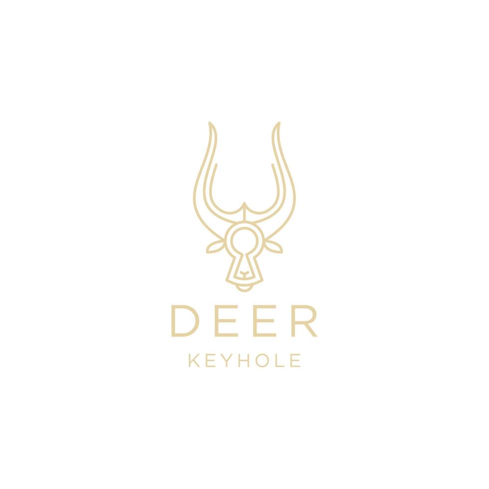 Head deer with keyhole line logo icon design template flat vector