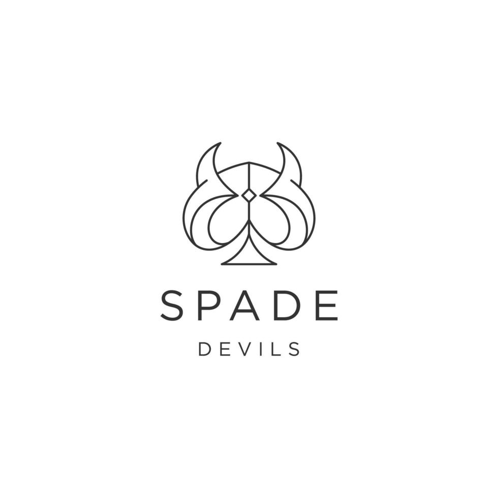 Devils spade ace line logo icon design template flat vector