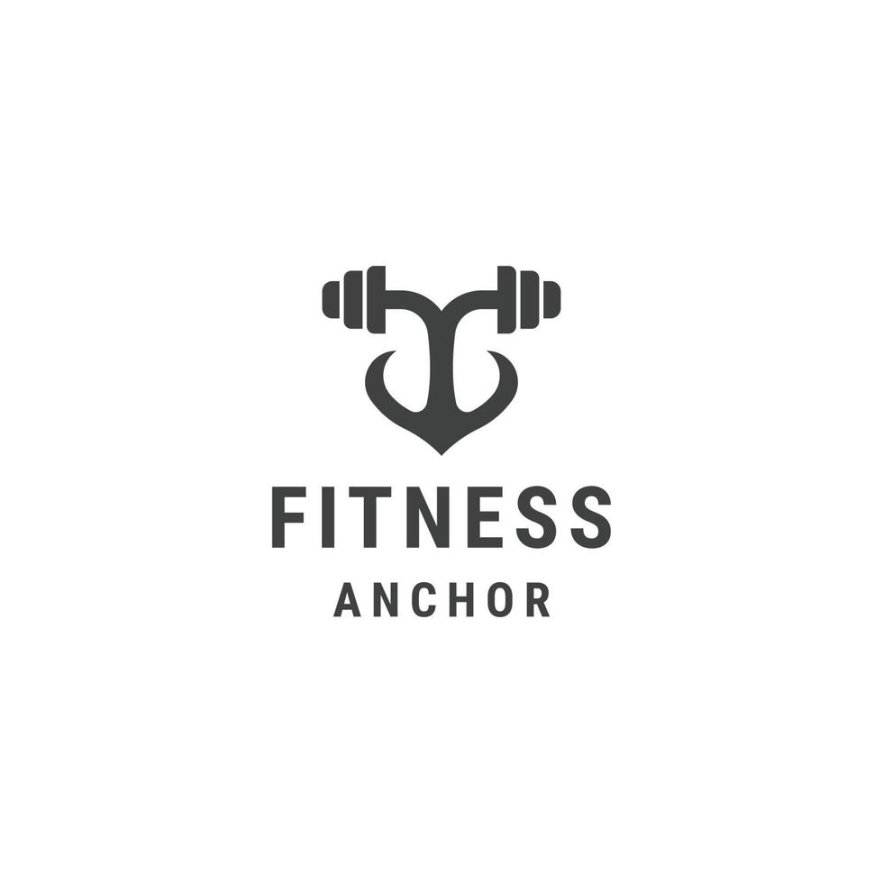 vector plano de plantilla de diseño de logotipo de ancla de fitness