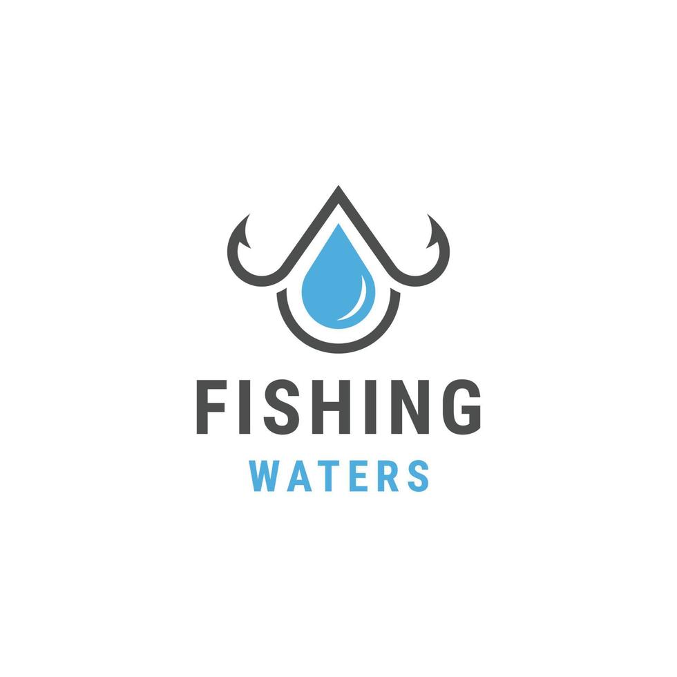 vector plano de plantilla de diseño de icono de logotipo de gota de agua de pesca
