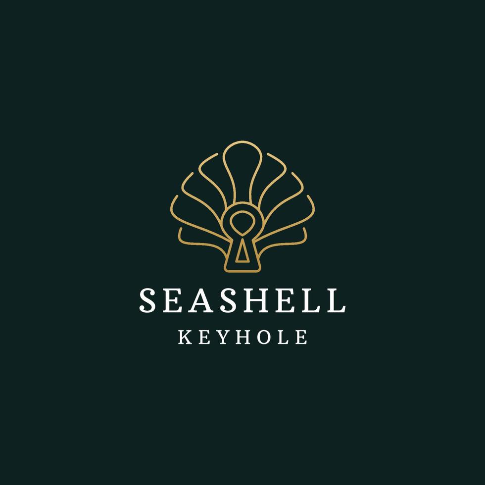 Seashell with keyhole line logo icon design template flat vector