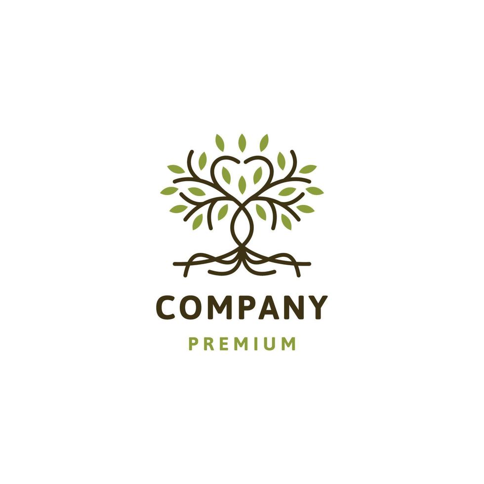 Green tree logo icon design template flat vector