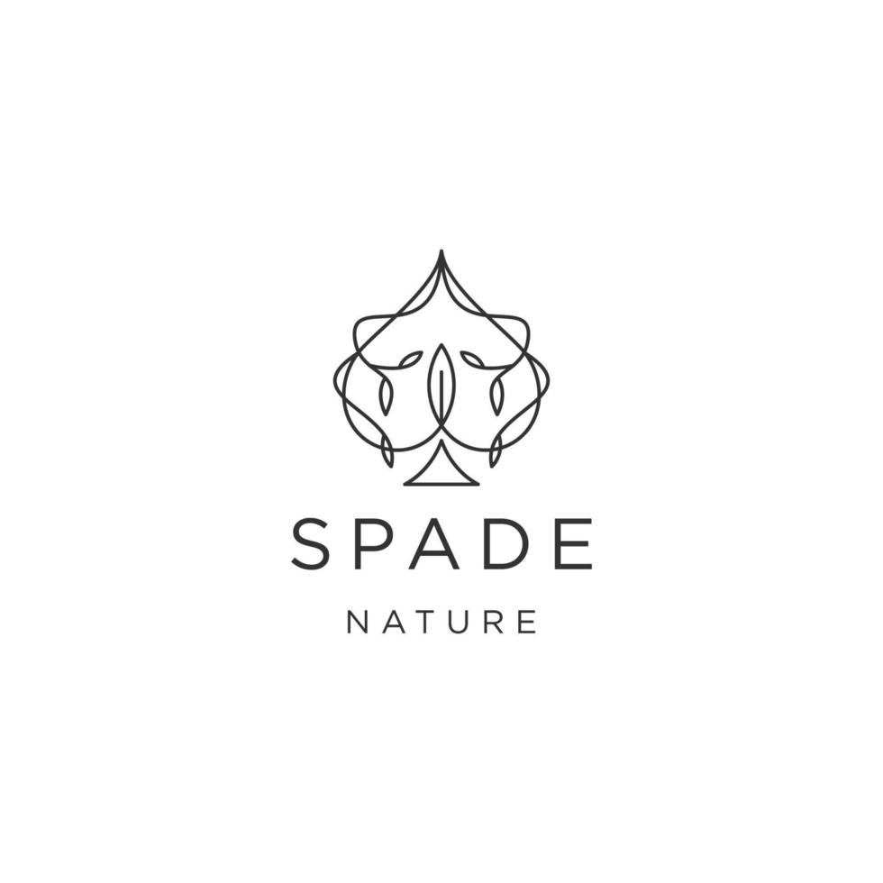 Spade ace of nature leaf line logo icon design template flat vector