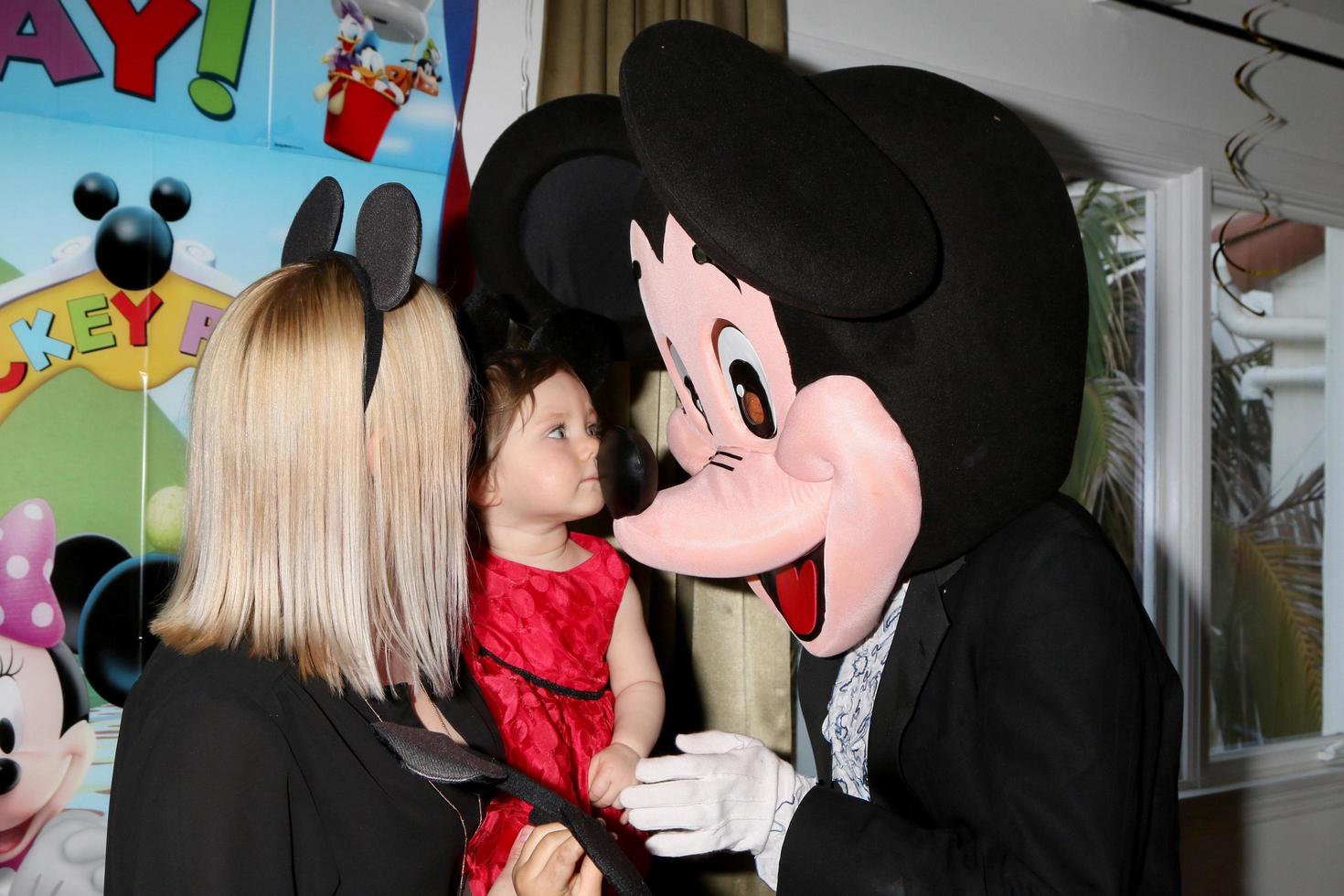 LOS ANGELES, DEC 4 - Adrienne Frantz Bailey, Amelie Bailey, Mickey Mouse character at the Amelie Bailey s 1st Birthday Party at Private Residence on December 4, 2016 in Studio CIty, CA photo