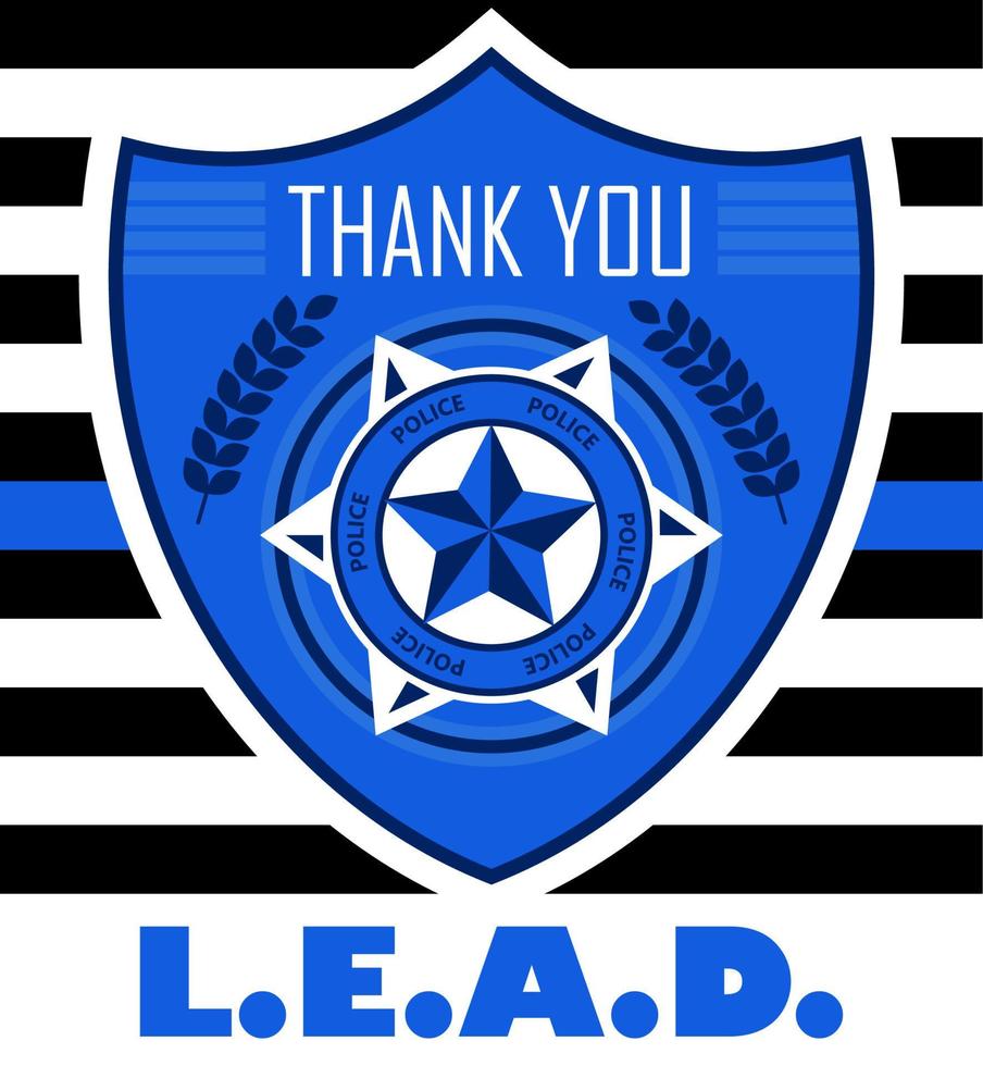 Law Enforcement Appreciation Day is celebrated in USA on January 9th each year. Police department badge, sheriff shield is shown. Flat vector with for flyer, web, banner, emblem