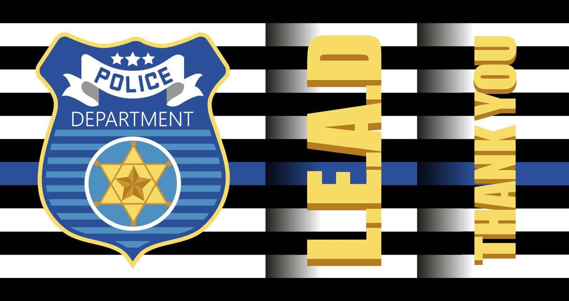 Law Enforcement Appreciation Day is celebrated in USA on January 9th each year. Police department badge, sheriff shield is shown. Flat vector with for flyer, card, web, banner