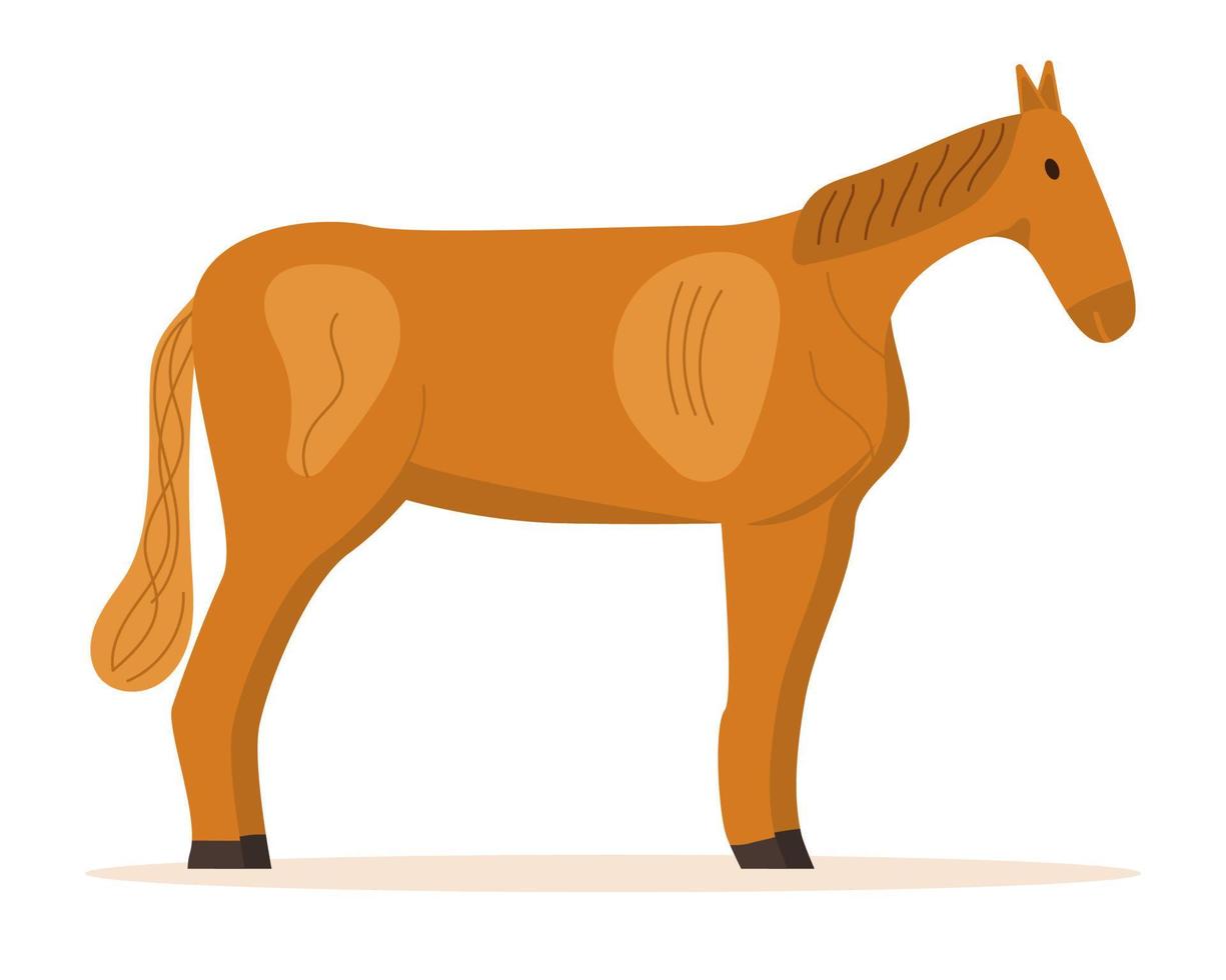 vector de icono de caballo aislado en el fondo blanco en estilo plano. caballo marrón con manchas blancas en el cuerpo. granja ecológica orgánica o servicio de ayuda veterinaria