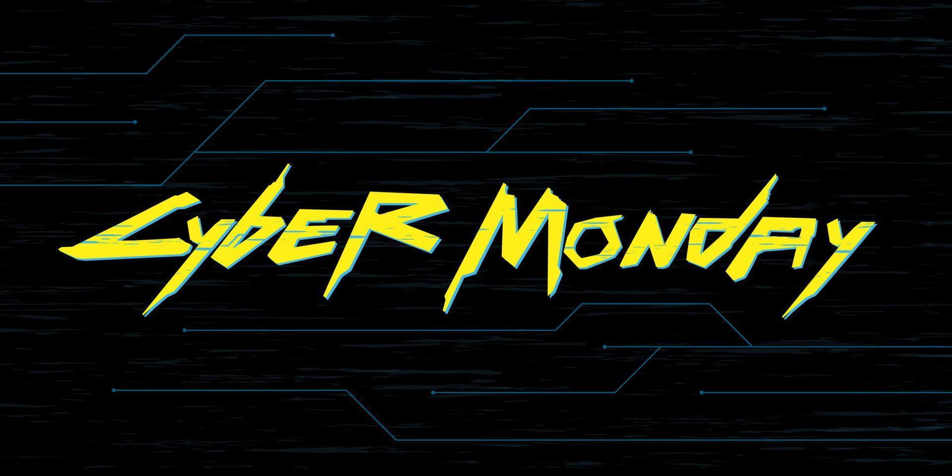 Cyber Monday Sale banner template. Dark background with white text Cyber Monday Sale. Vector illustration