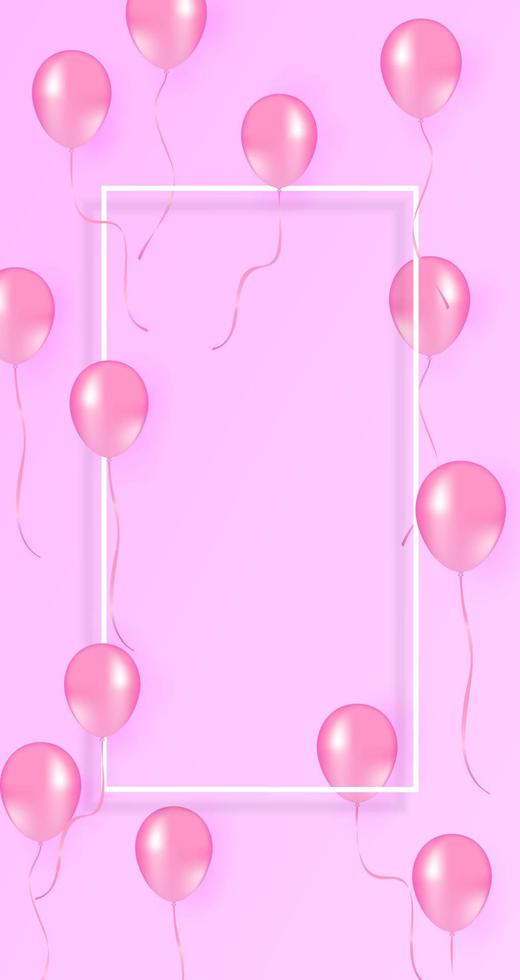 vector balloon white and pink background with white frame.You can put your text in frame.The balloon is grouped for easy to arrange.