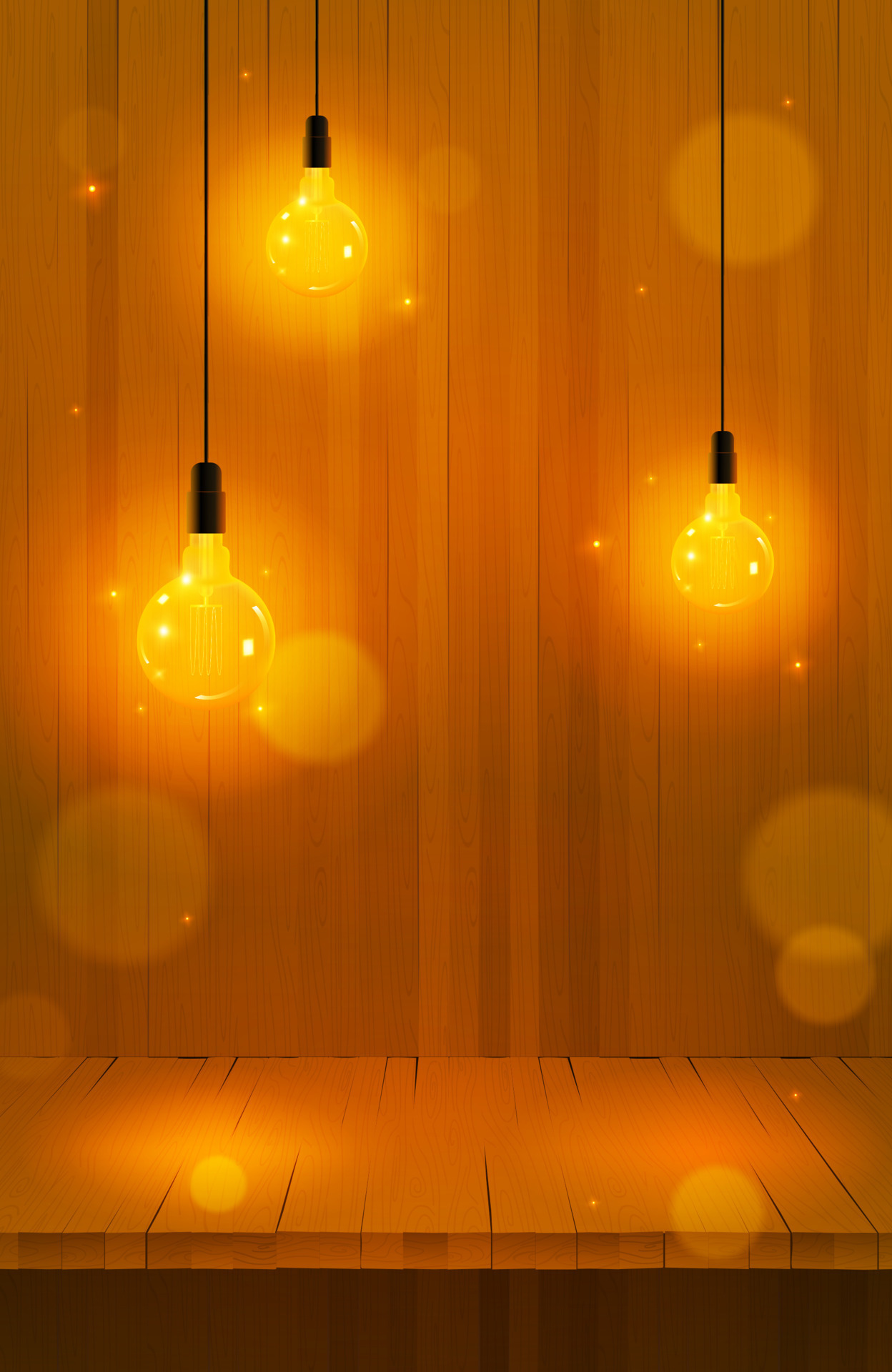 Edison lump design wooden background with Edison lights garland. Vector