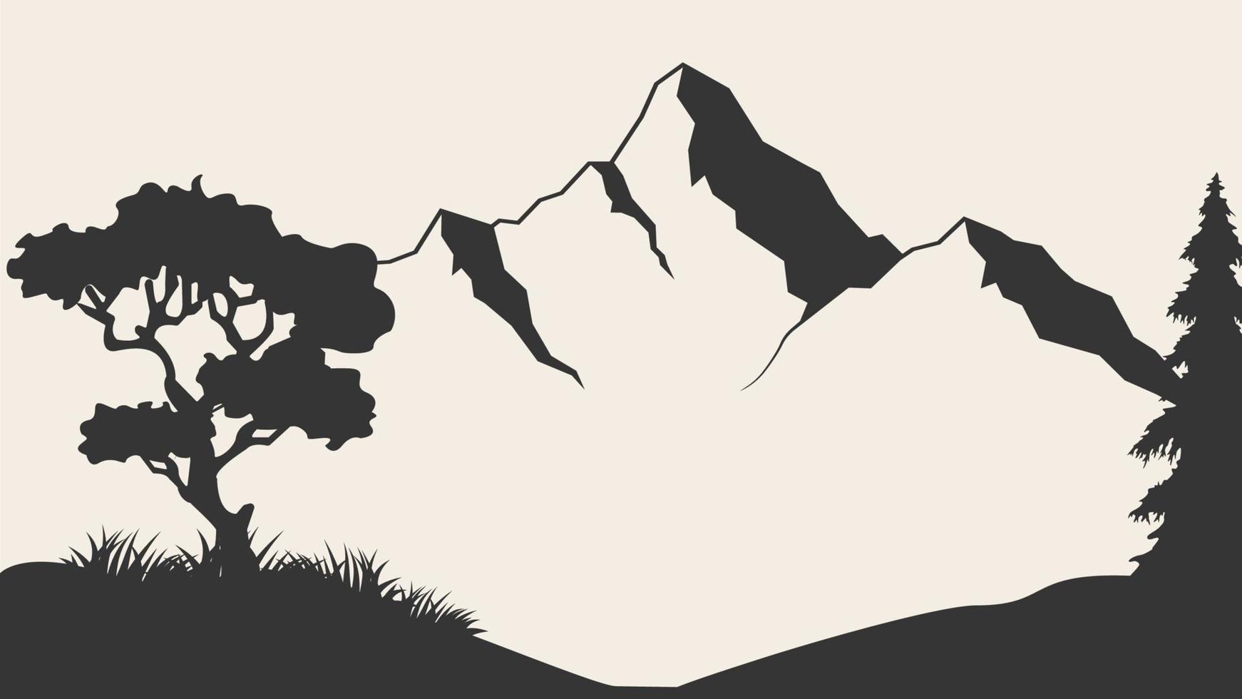 ilustración vectorial de montaña. Ilustración de vector de montaña en blanco y negro de estilo antiguo sobre fondo blanco. montaña en blanco y negro.