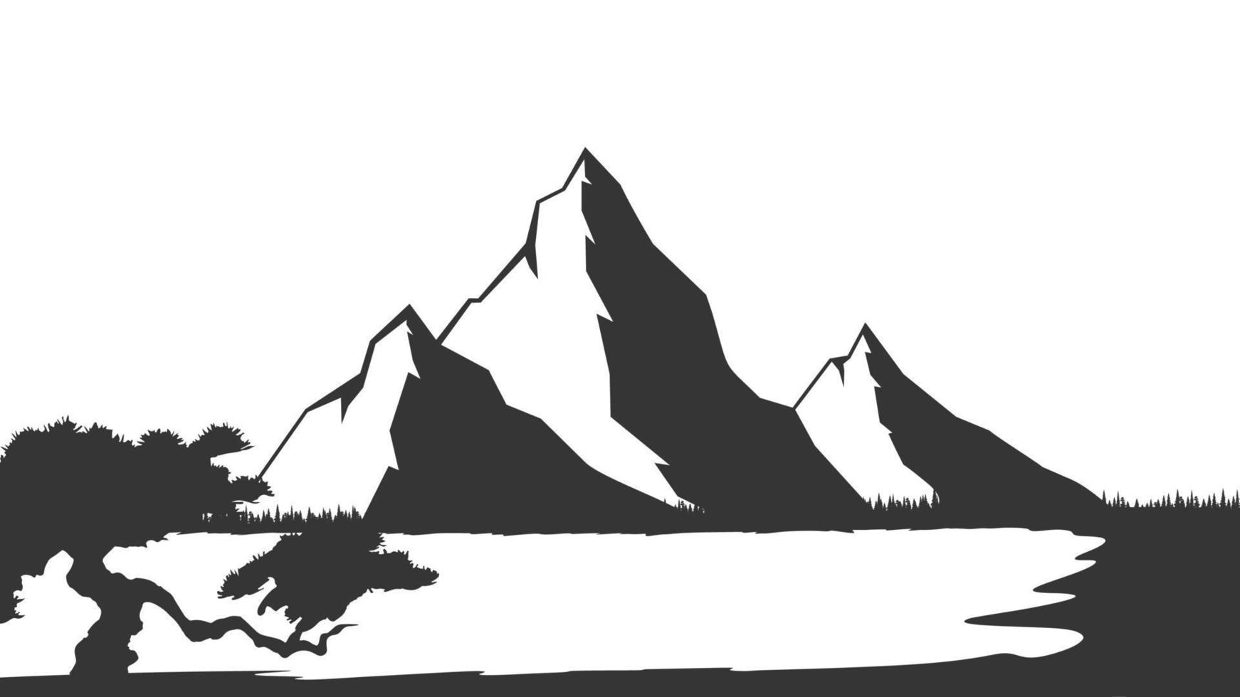 Mountains silhouettes. Mountains vector, Mountains vector of outdoor design elements, Mountain scenery, trees, pine vector, Mountain scenery