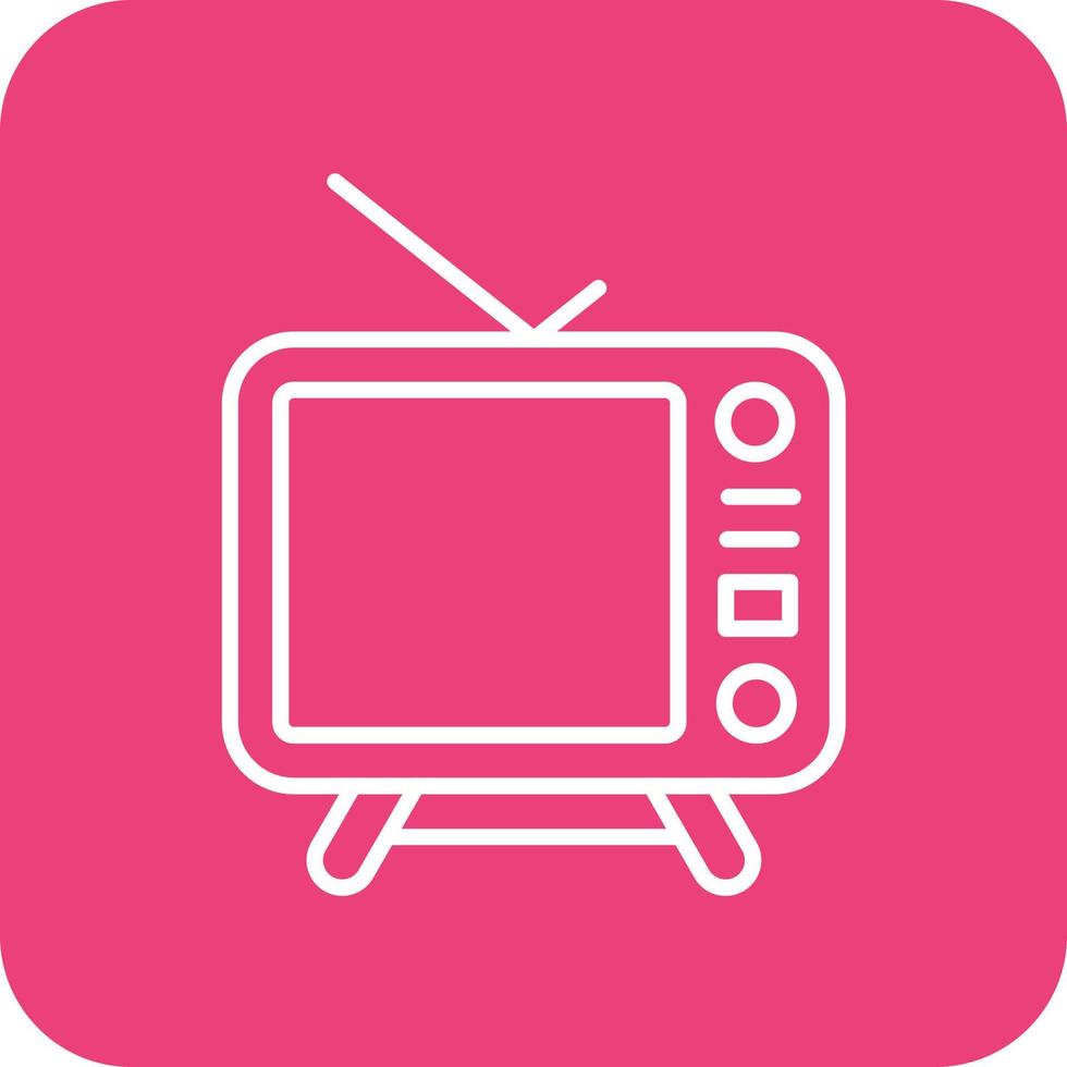 Television Line Round Corner Background Icons vector