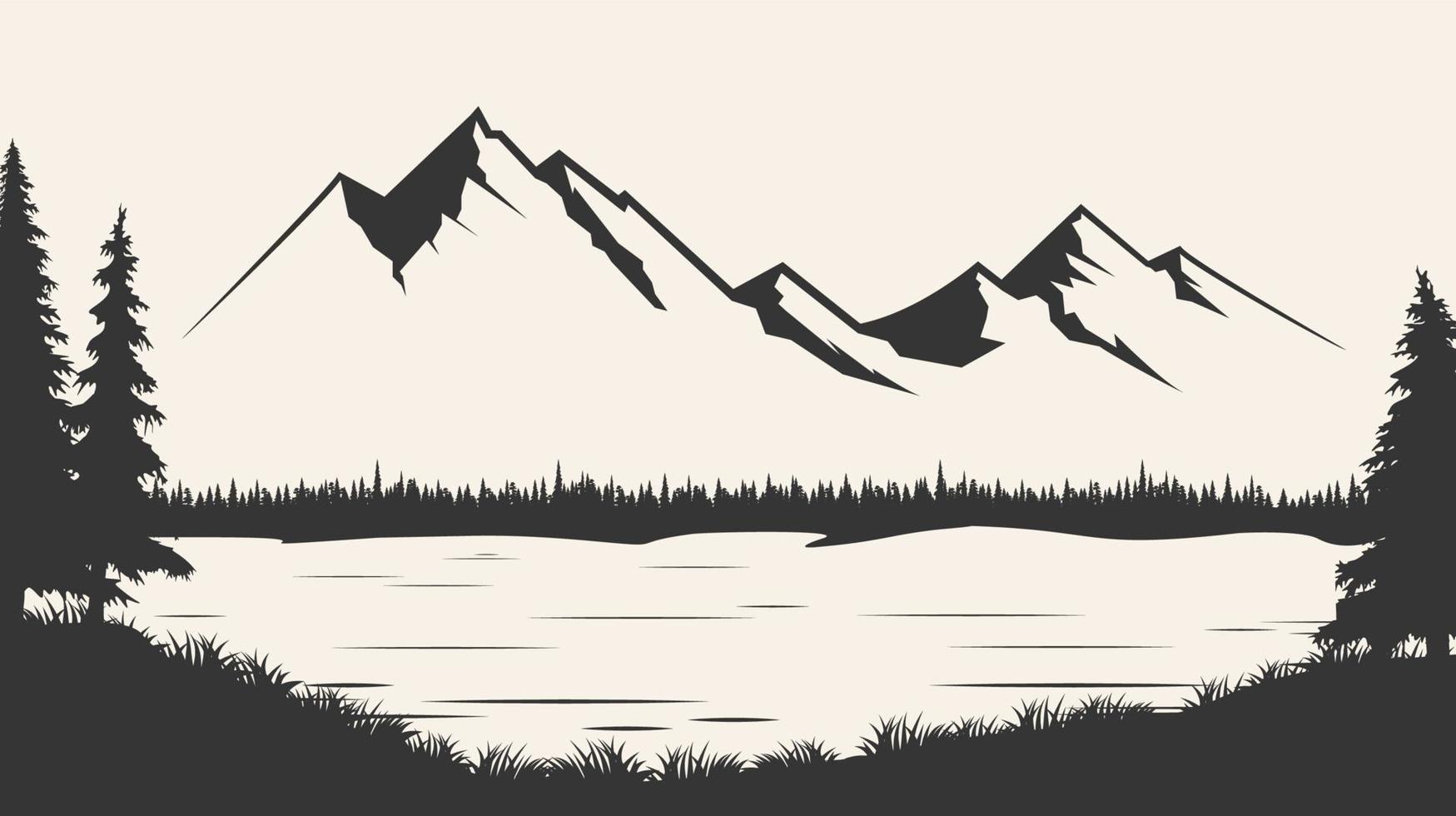 Mountains vector.Mountain range silhouette isolated vector illustration. Mountains silhouette