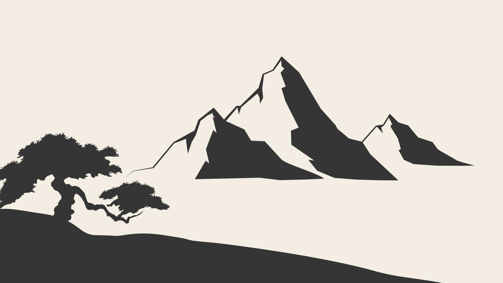 Mountains vector.Mountain range silhouette isolated vector illustration. Mountains silhouette