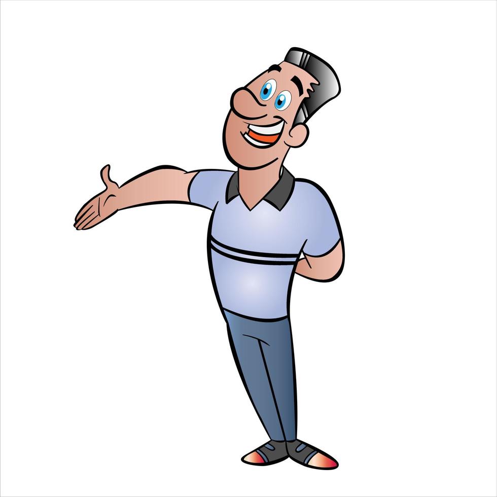 welcoming man in cartoon vector