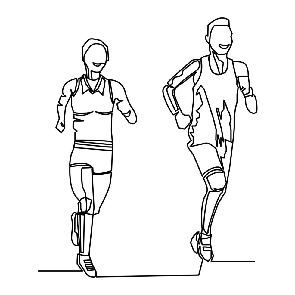 runners single continuous line vector