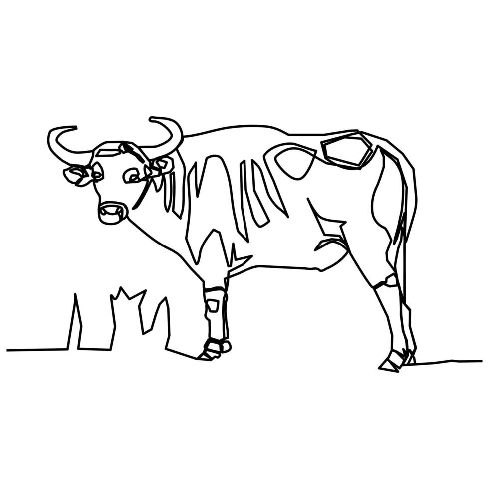 a standing bull continuous line vector