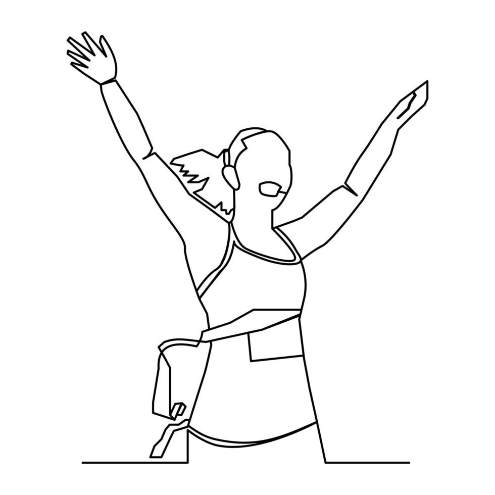 runner at the finish line in a single continuous line vector