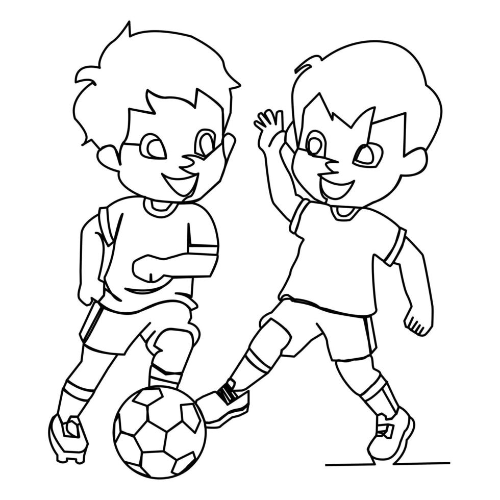 two soccer players in a single continuous line vector