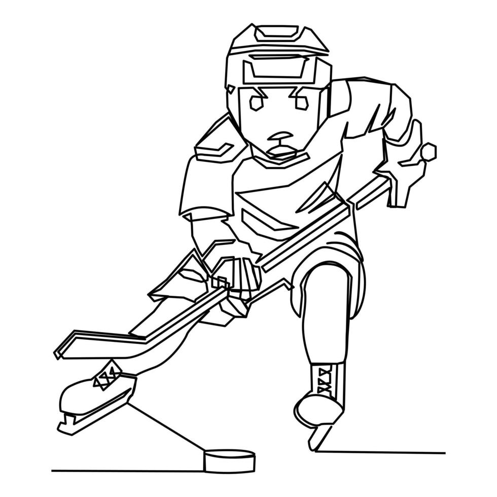 ice skating hockey in a single continuous line 14689792 Vector Art at ...