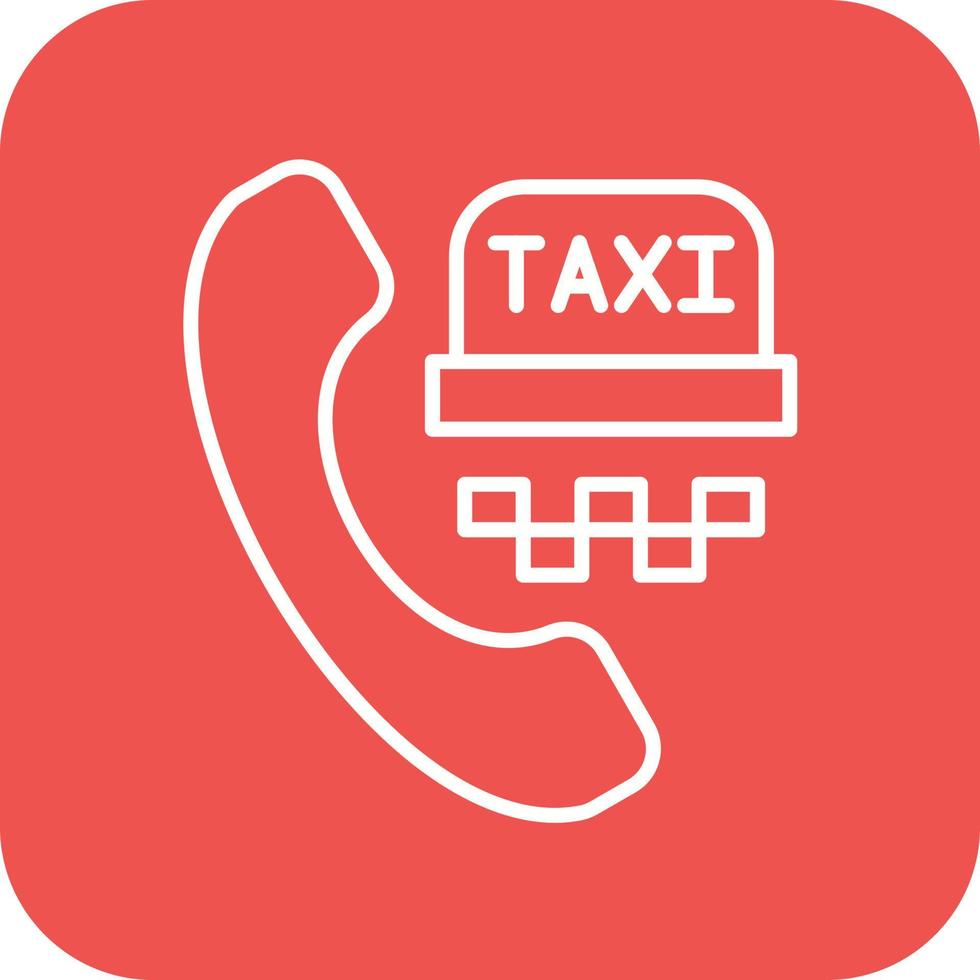 Call Taxi Line Round Corner Background Icons vector