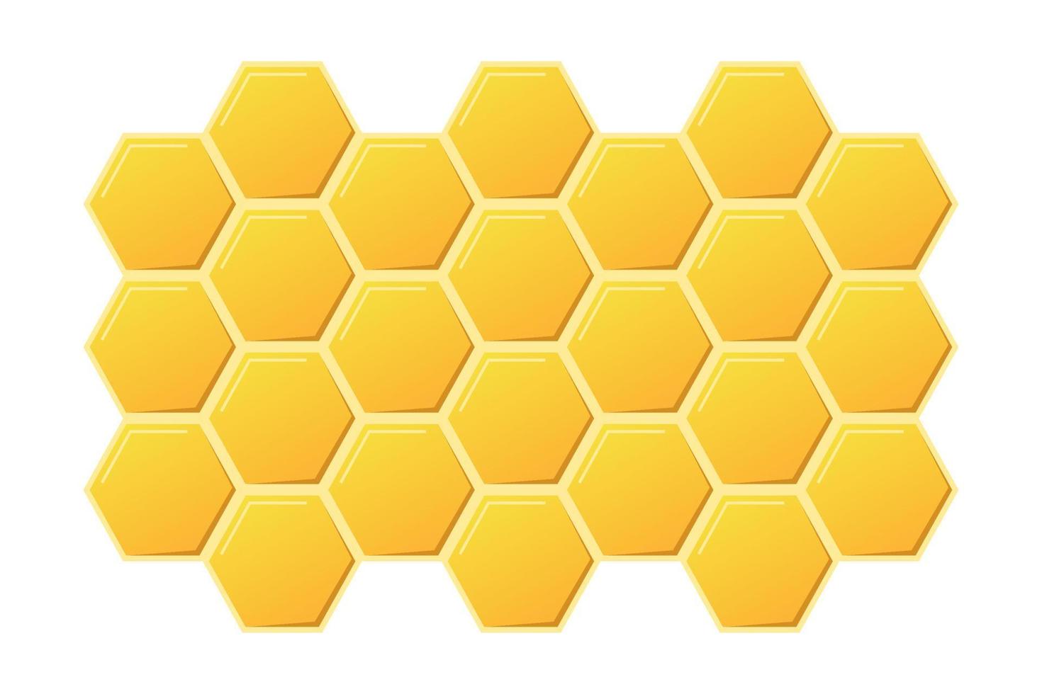 Abstract honeycombs design. Gold honey hexagonal cells texture. Geometric hive hexagonal honeycombs. Vector illustration