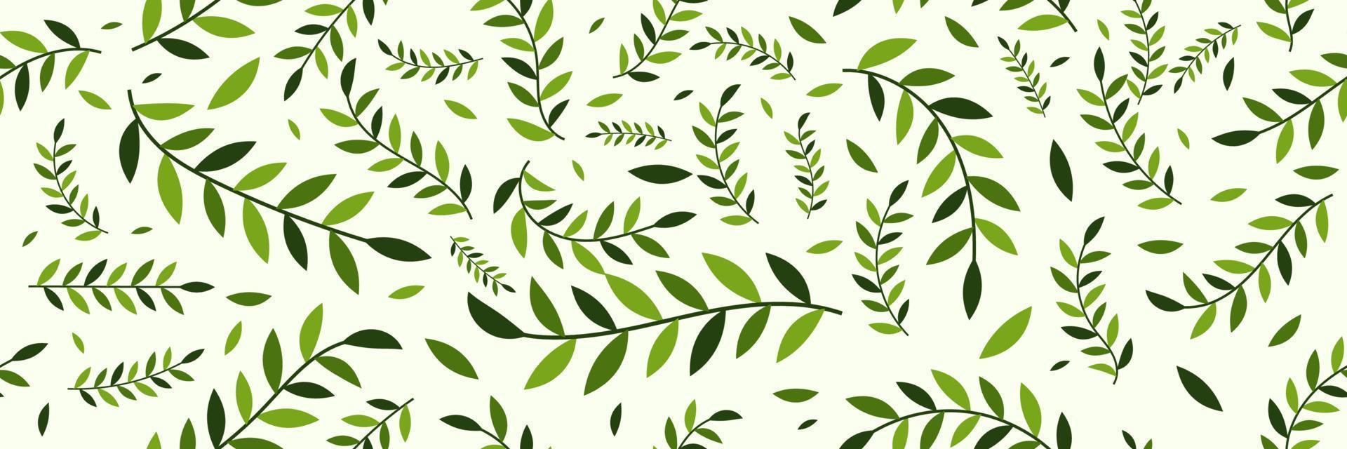 Seamless pattern with green leaves. Abstract bright green leaves seamless pattern. Exotic plants. Vector illustration