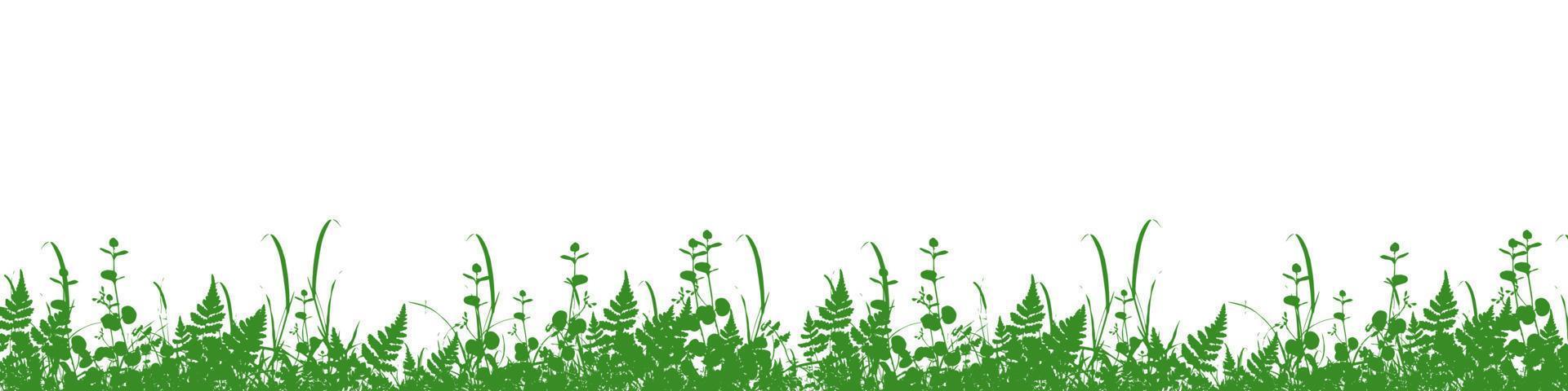 Vector green grass silhouette. Grass repeating background. Green grass silhouette background. Vector illustration